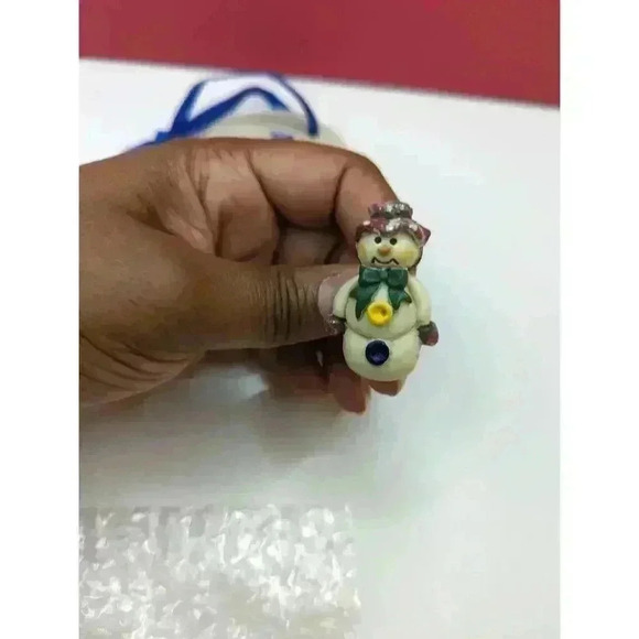 Holiday Bundle 2 Christmas Ornaments Snowman & Snowflake + 2 Metal Pins - Picture 3 of 6